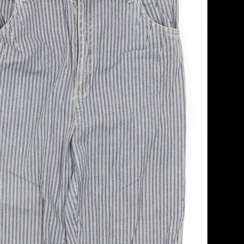 Marks and Spencer Womens Blue Striped Denim Cropped Jeans Size 16