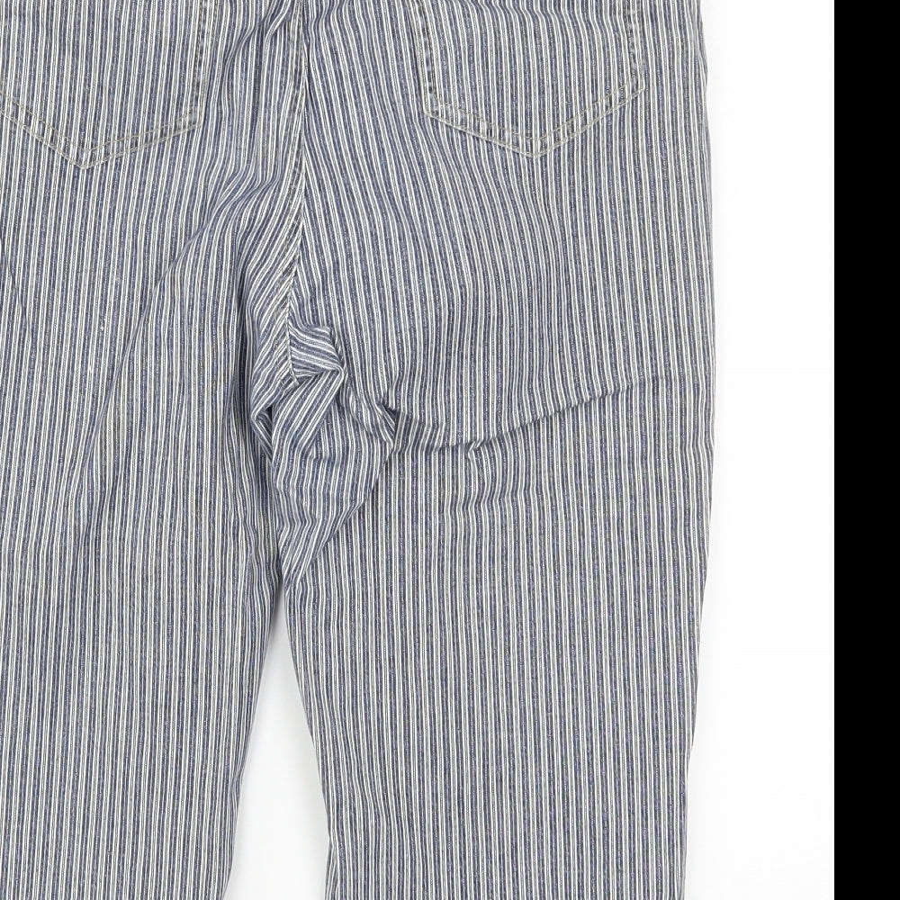 Marks and Spencer Womens Blue Striped Denim Cropped Jeans Size 16