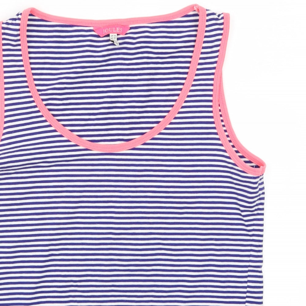 Joules Womens Blue Striped  Basic Tank Size 14
