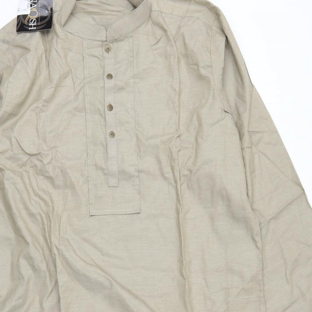 Naosh Mens Beige    T-Shirt Size L