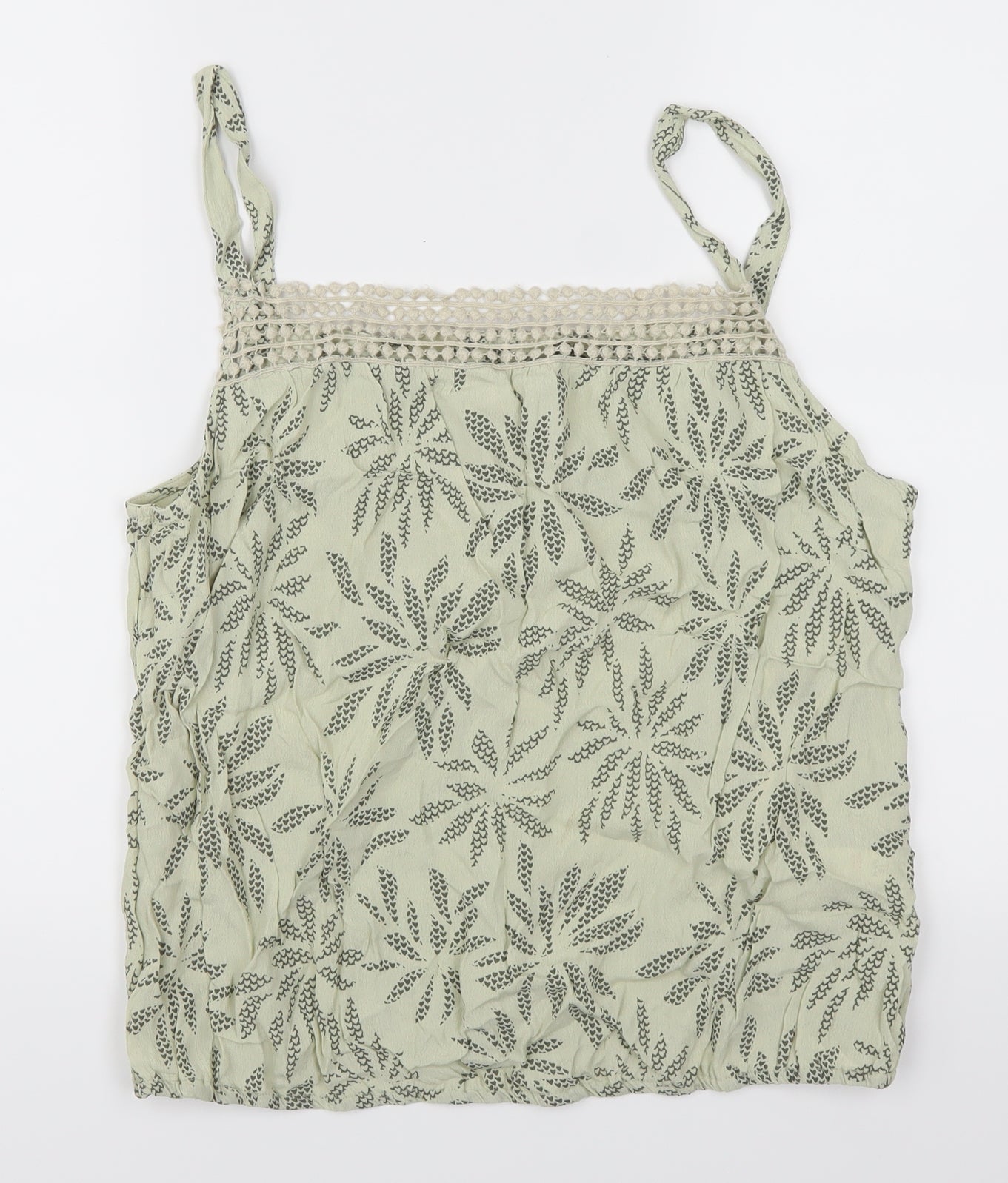 BHS Womens Green Floral  Basic Tank Size 18  - Leaves