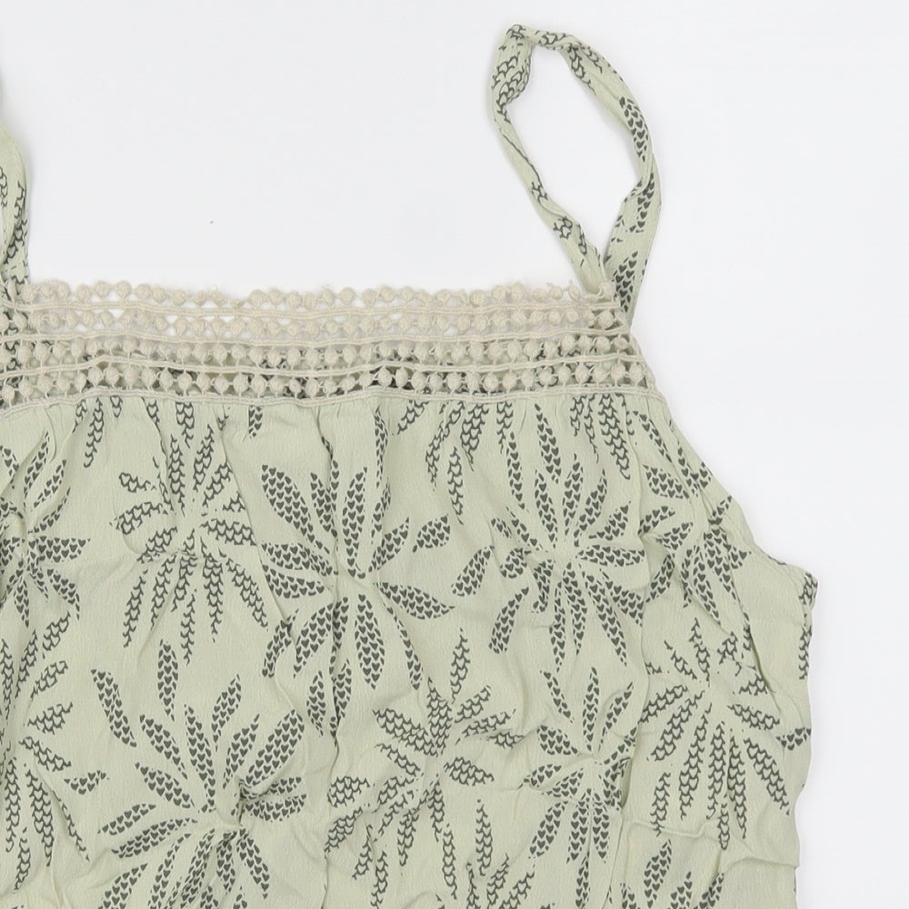 BHS Womens Green Floral  Basic Tank Size 18  - Leaves
