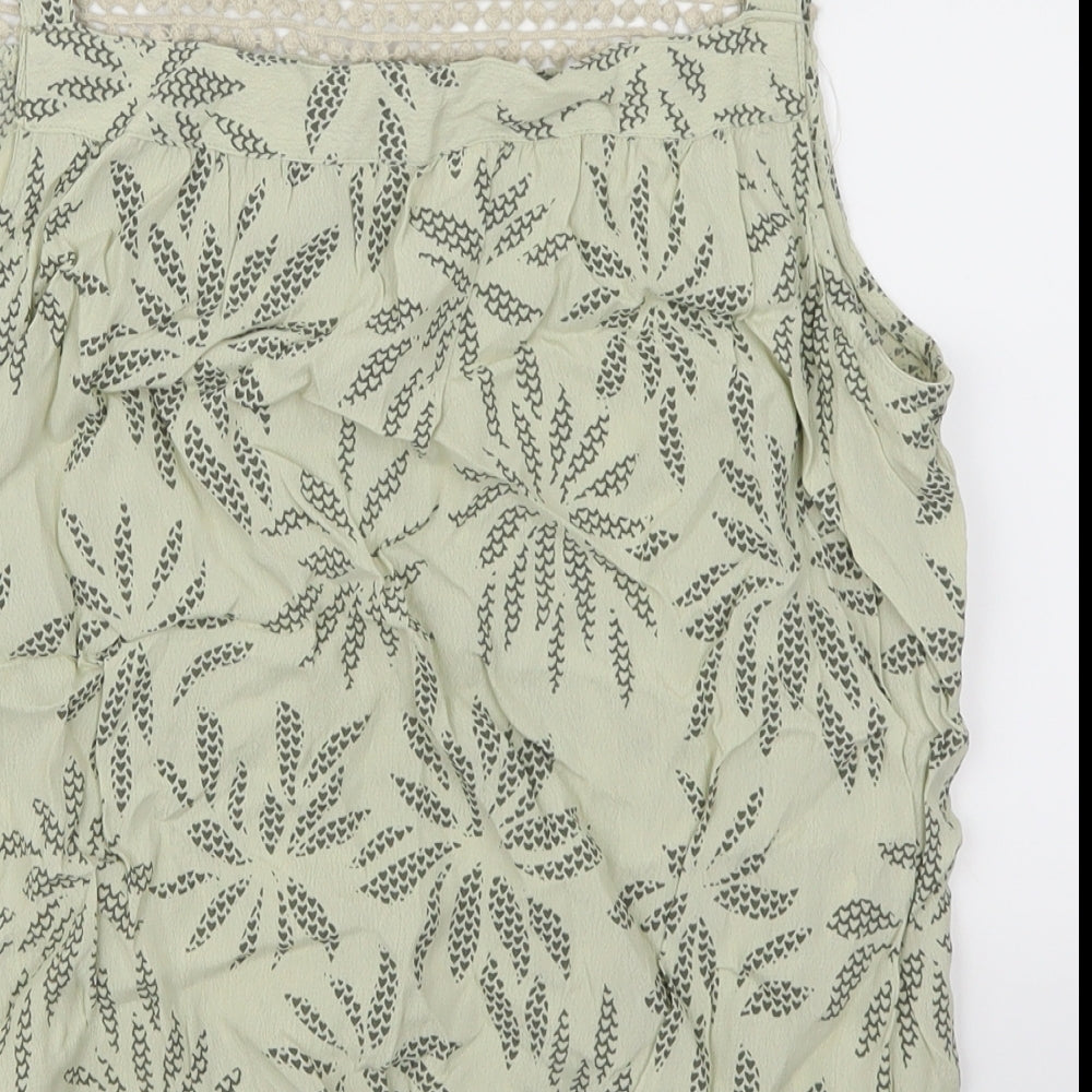 BHS Womens Green Floral  Basic Tank Size 18  - Leaves