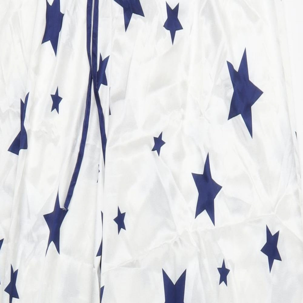 Preworn Womens White Geometric  Trousers  Size 16 L32 in - Stars Loungewear