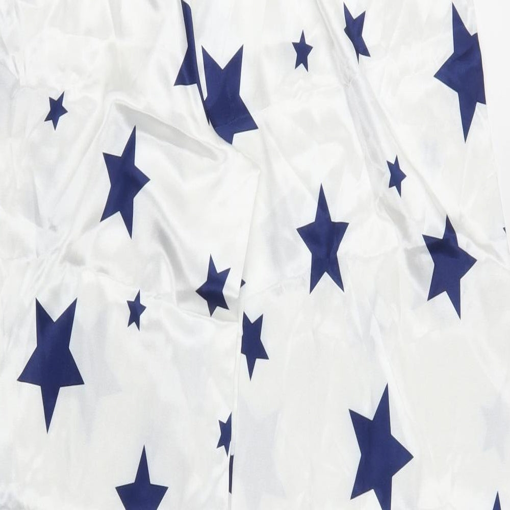 Preworn Womens White Geometric  Trousers  Size 16 L32 in - Stars Loungewear