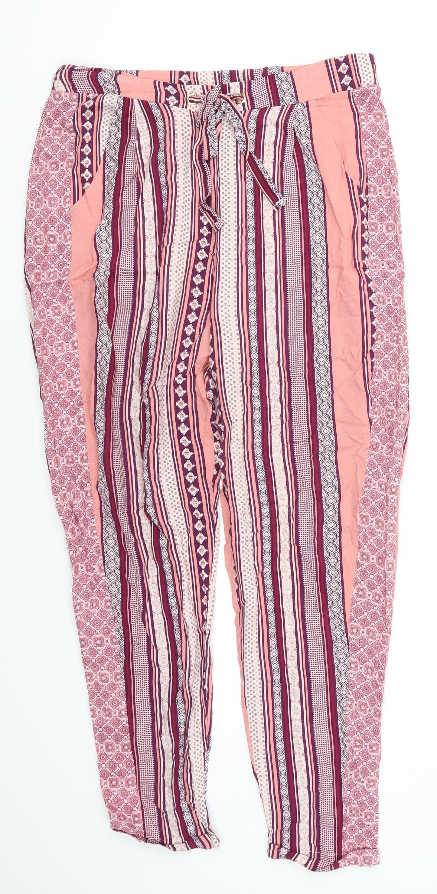 Atmosphere Womens Pink Geometric  Trousers  Size 10 L26 in