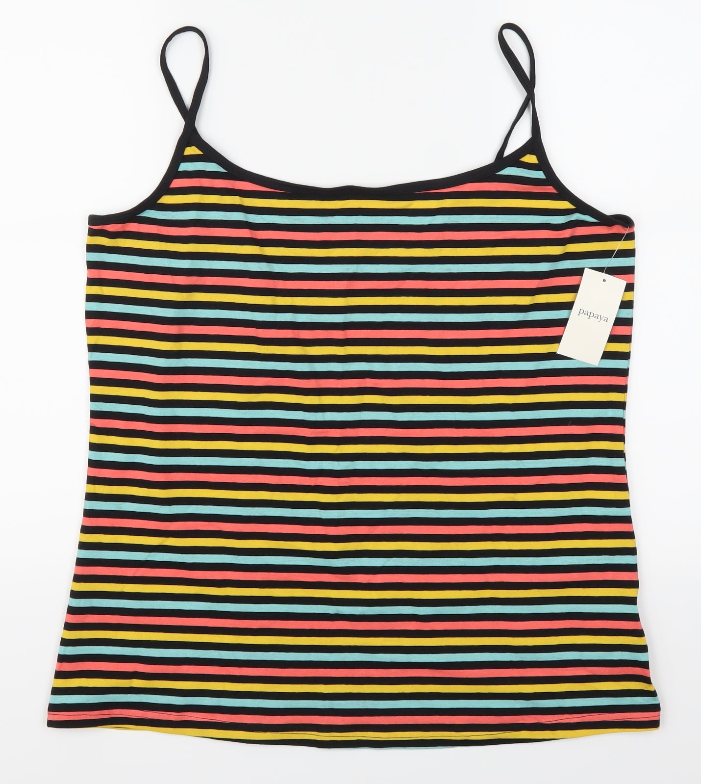 Papaya Womens Multicoloured Striped  Basic Tank Size 20