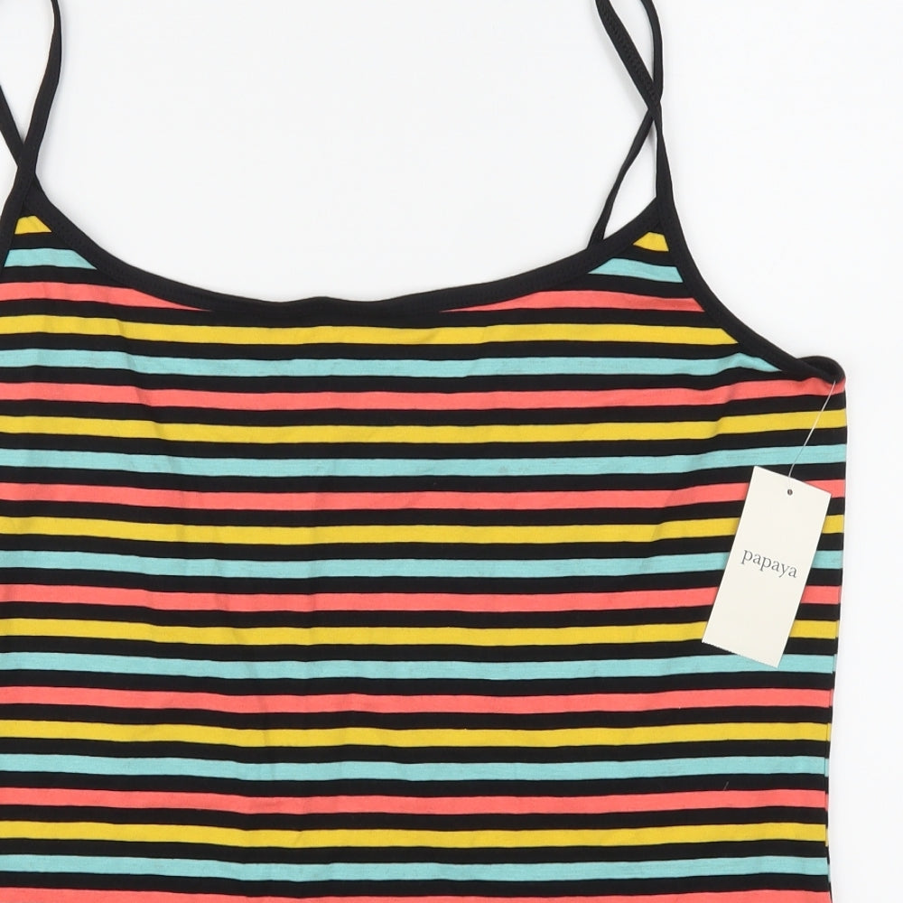 Papaya Womens Multicoloured Striped  Basic Tank Size 20