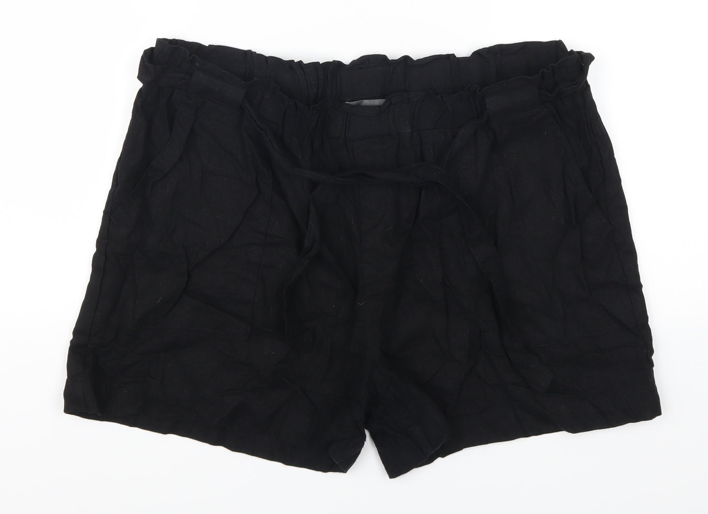 Primark Womens Black   Paperbag Shorts Size 16