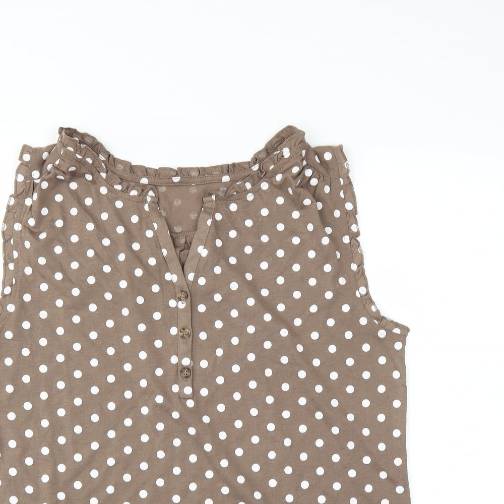 LASCANA Womens Brown Polka Dot  Basic Blouse Size 14