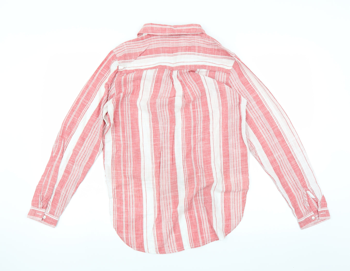 New Look Womens Red Striped  Basic Blouse Size 6  - tie front low hem at back