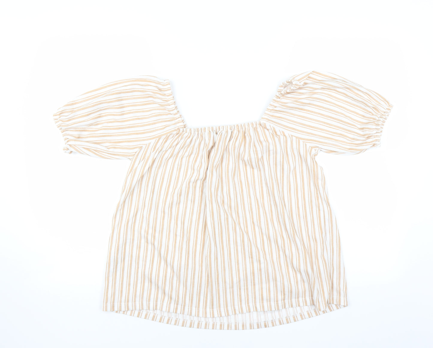 F&F Womens Beige Striped  Basic Blouse Size 10