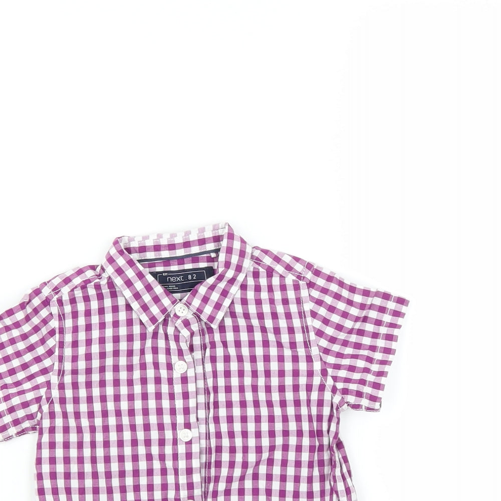 NEXT Boys Purple Check  Basic Button-Up Size 9-12 Months