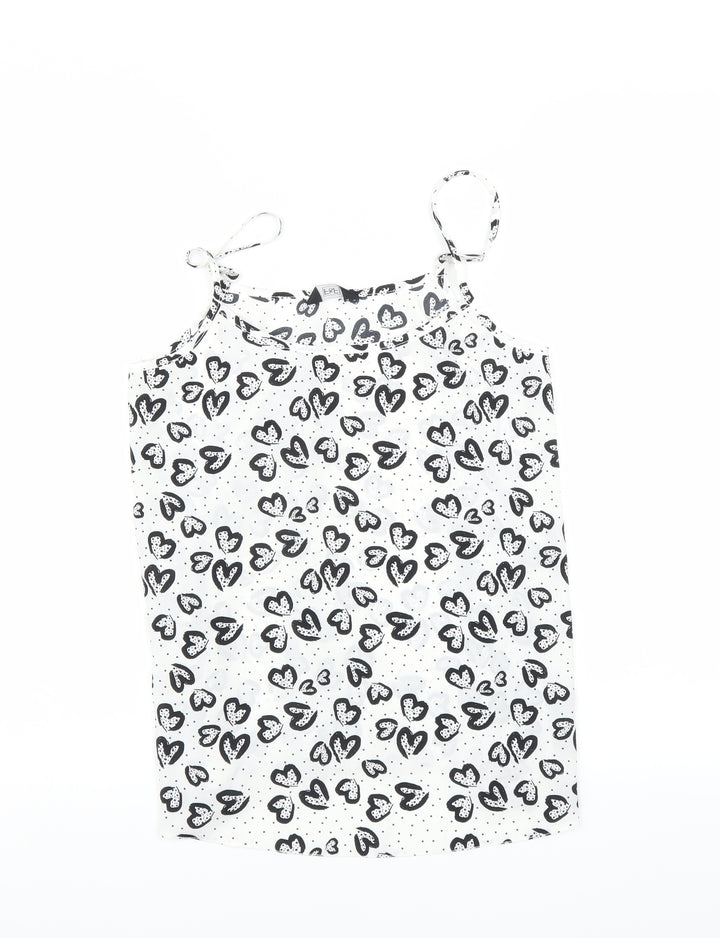 F&F Womens White Camisole T-Shirt Size 6 - heart print