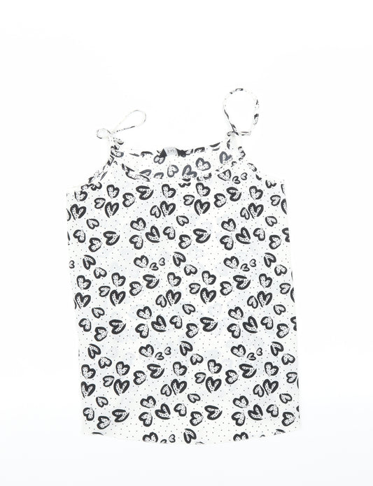 Front view of F&F women’s white camisole t-shirt, size UK 6, - heart print