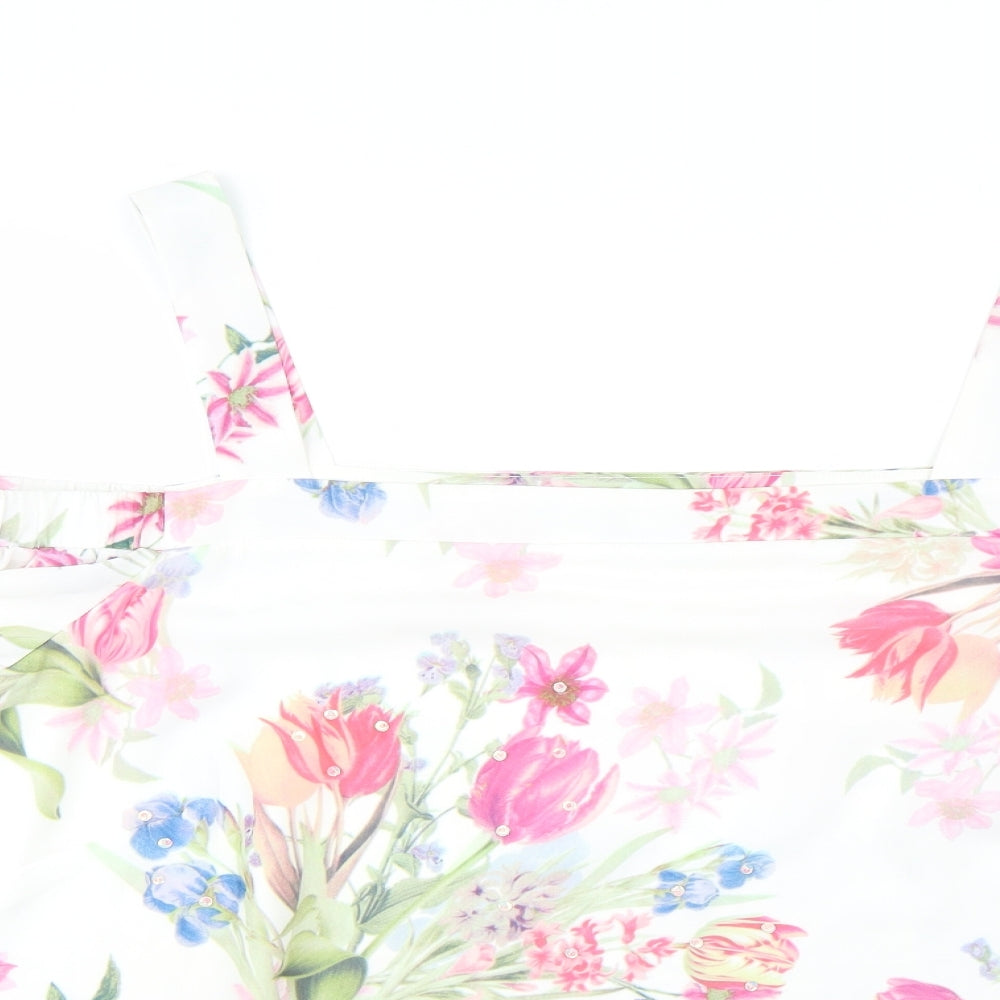 Roman Womens White Floral  Basic Blouse Size 20