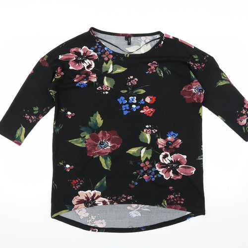 VERO MODA Womens Black Floral  Pullover Jumper Size M