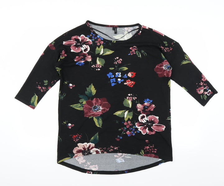 VERO MODA Womens Black Floral Pullover Jumper Size M