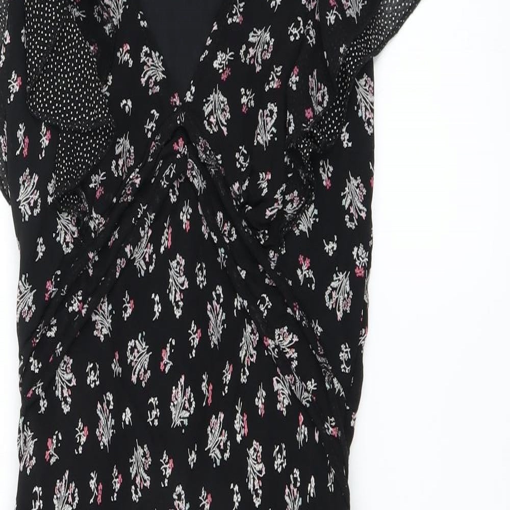 Dorothy Perkins Womens Black Floral  Shift  Size 8