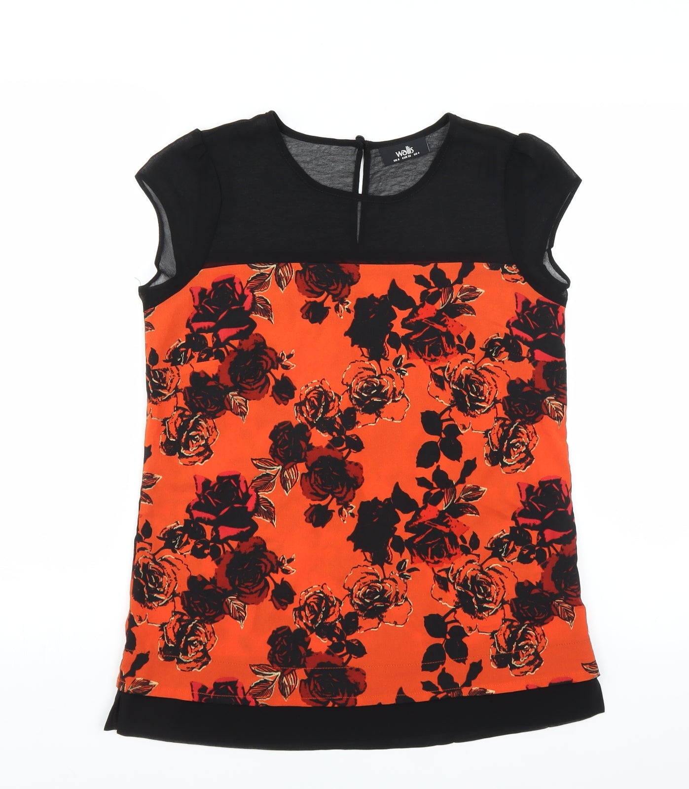 Wallis Womens Orange Floral  Basic Blouse Size 8