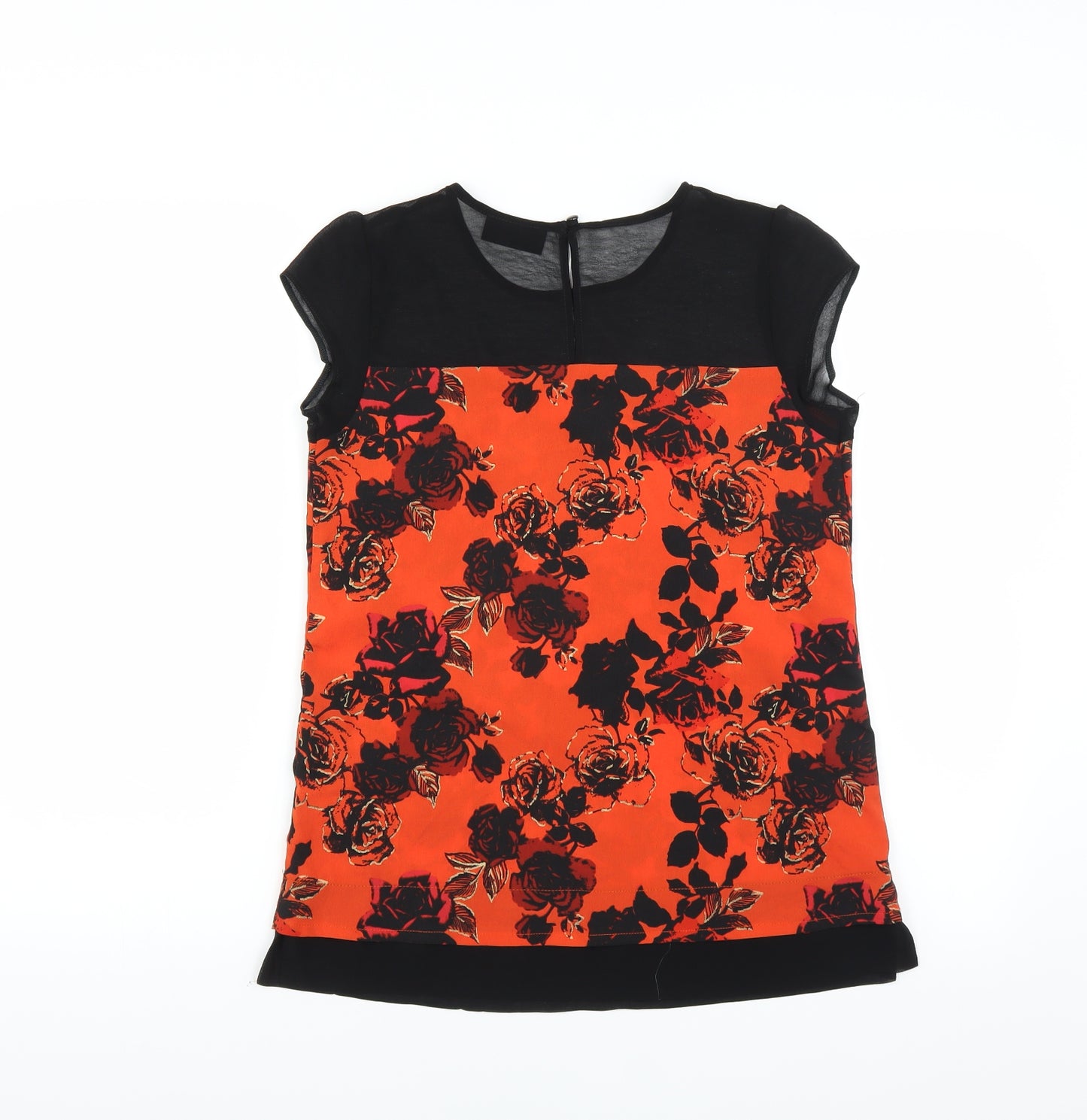 Wallis Womens Orange Floral  Basic Blouse Size 8