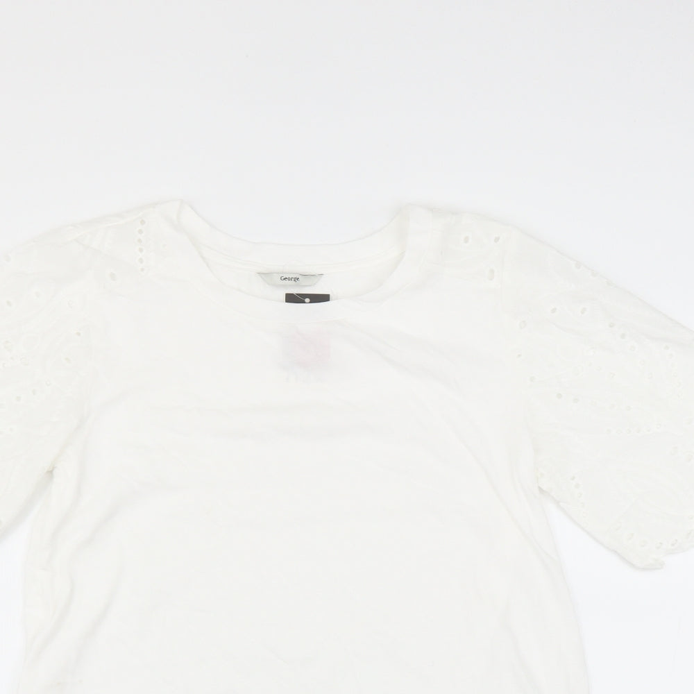 George Womens White   Basic T-Shirt Size 8