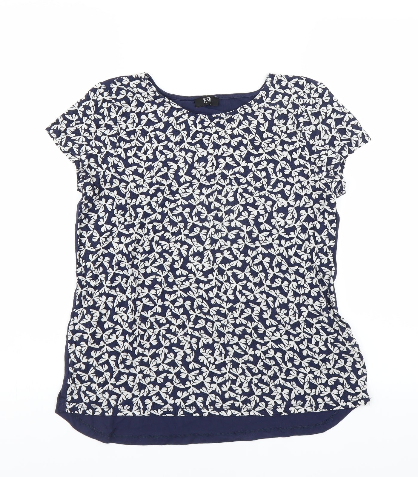 F&F Womens Blue Floral  Basic T-Shirt Size 8