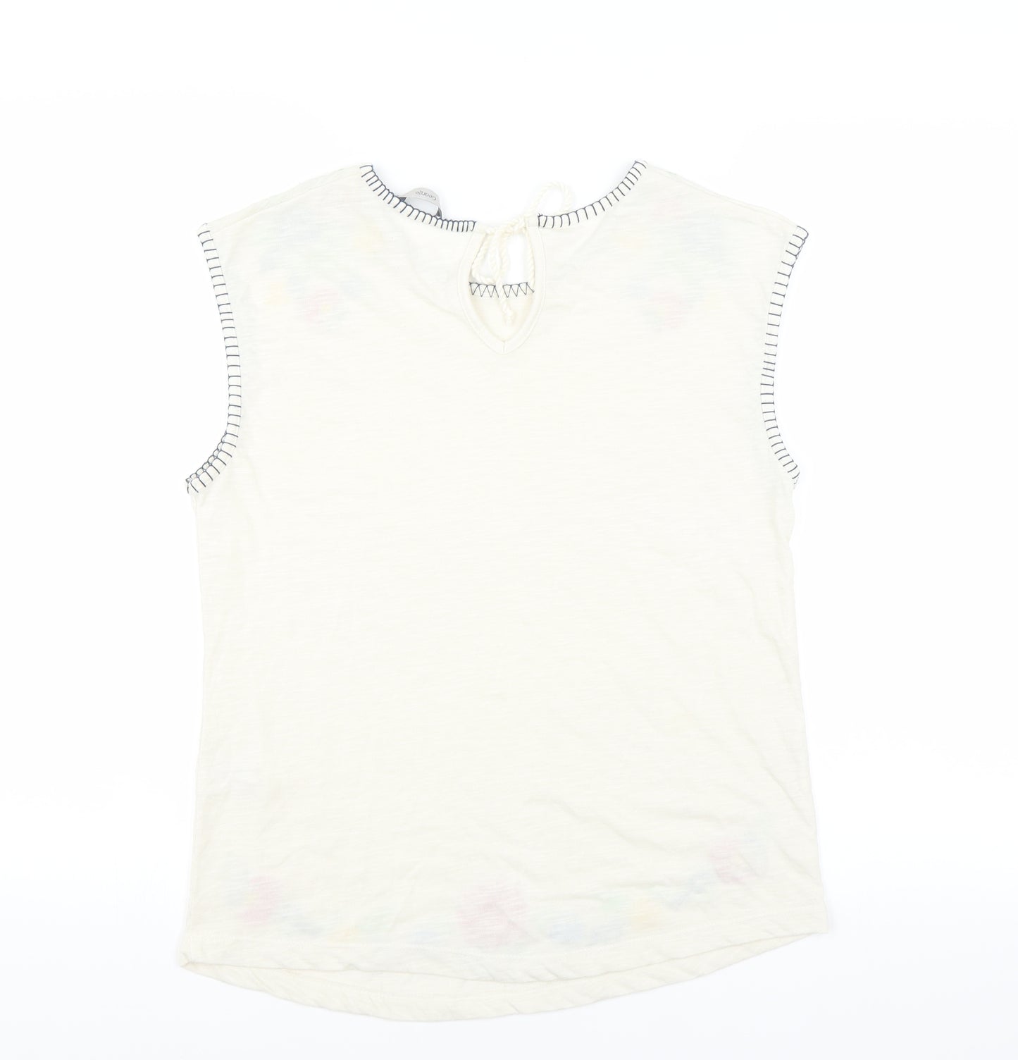 George Womens Ivory   Basic T-Shirt Size 8  - Floral embroidery