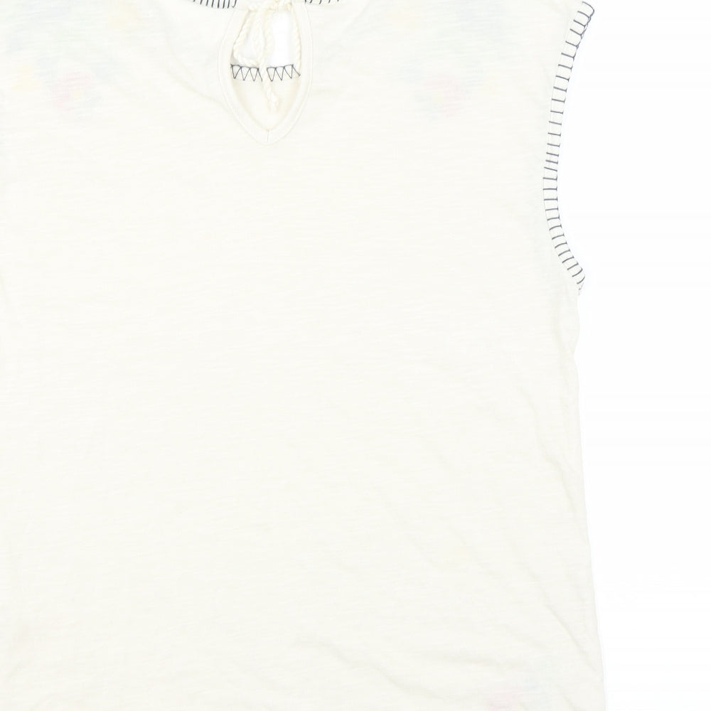 George Womens Ivory   Basic T-Shirt Size 8  - Floral embroidery