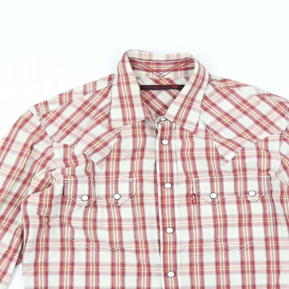 LEVIS Mens Red Check   Button-Up Size S