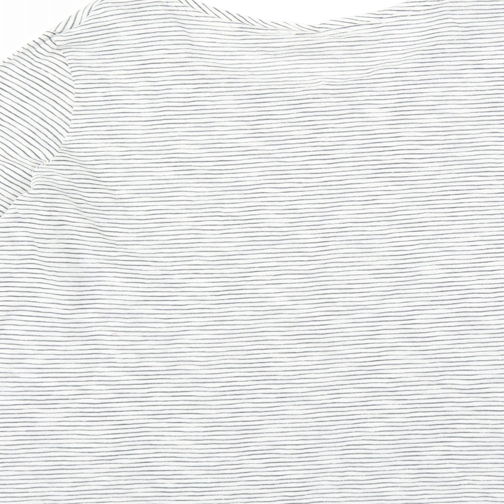 Indigo Collection Womens White Striped  Basic T-Shirt Size 18