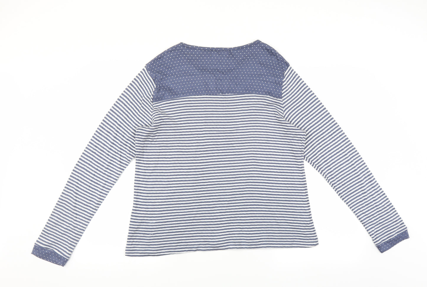 Maison De Nimes Womens Blue Striped  Basic T-Shirt Size 16
