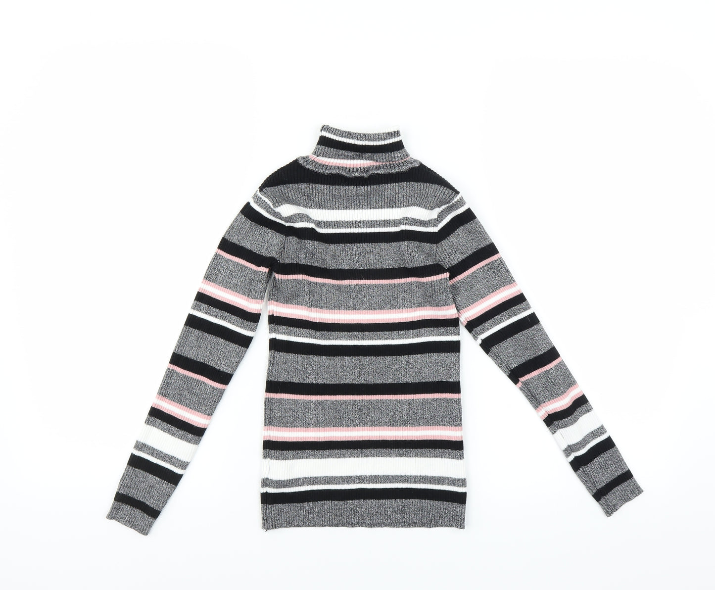 Primark Girls Black Striped  Pullover Jumper Size 9-10 Years