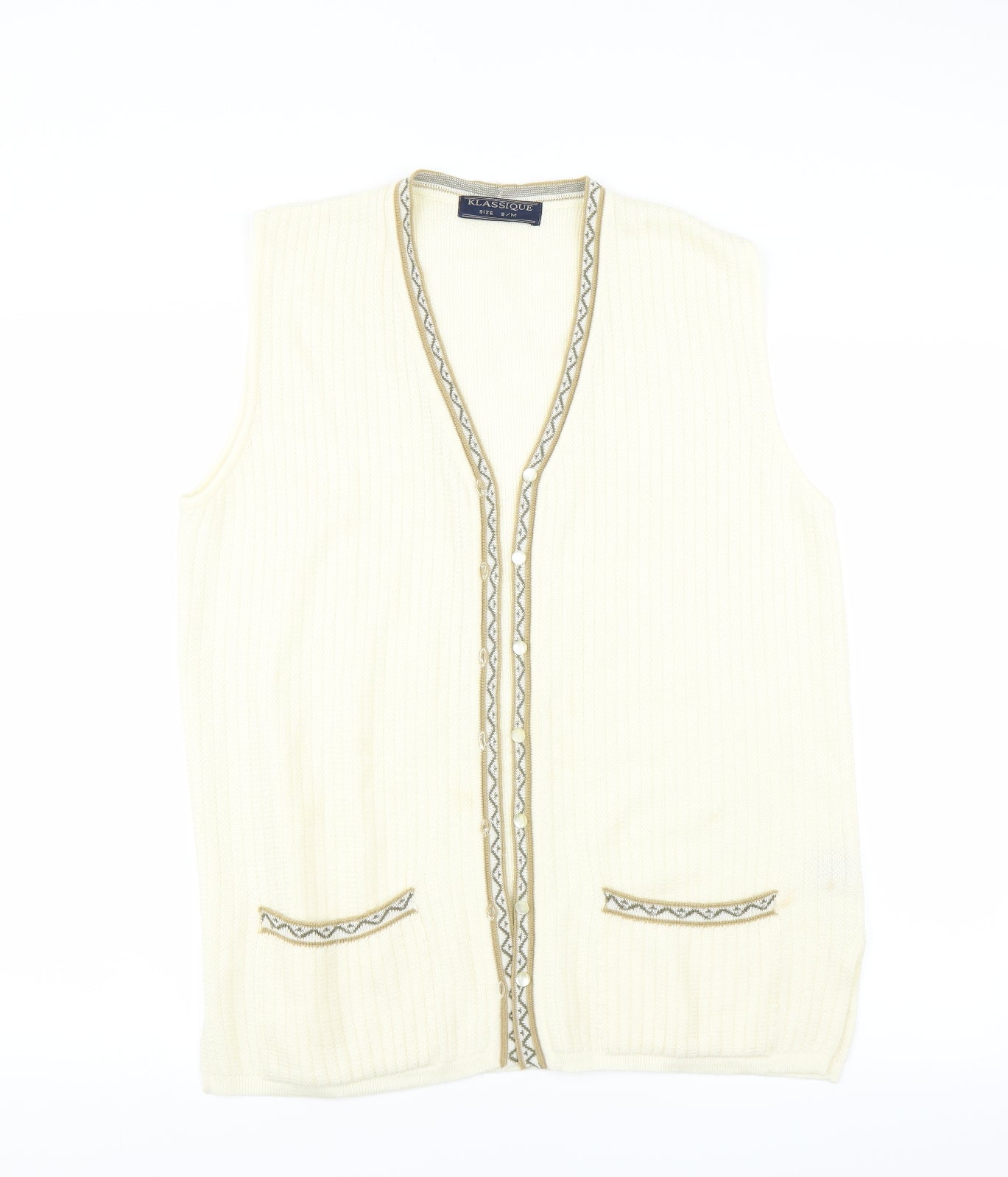 Klassique Womens Yellow   Cardigan Jumper Size S