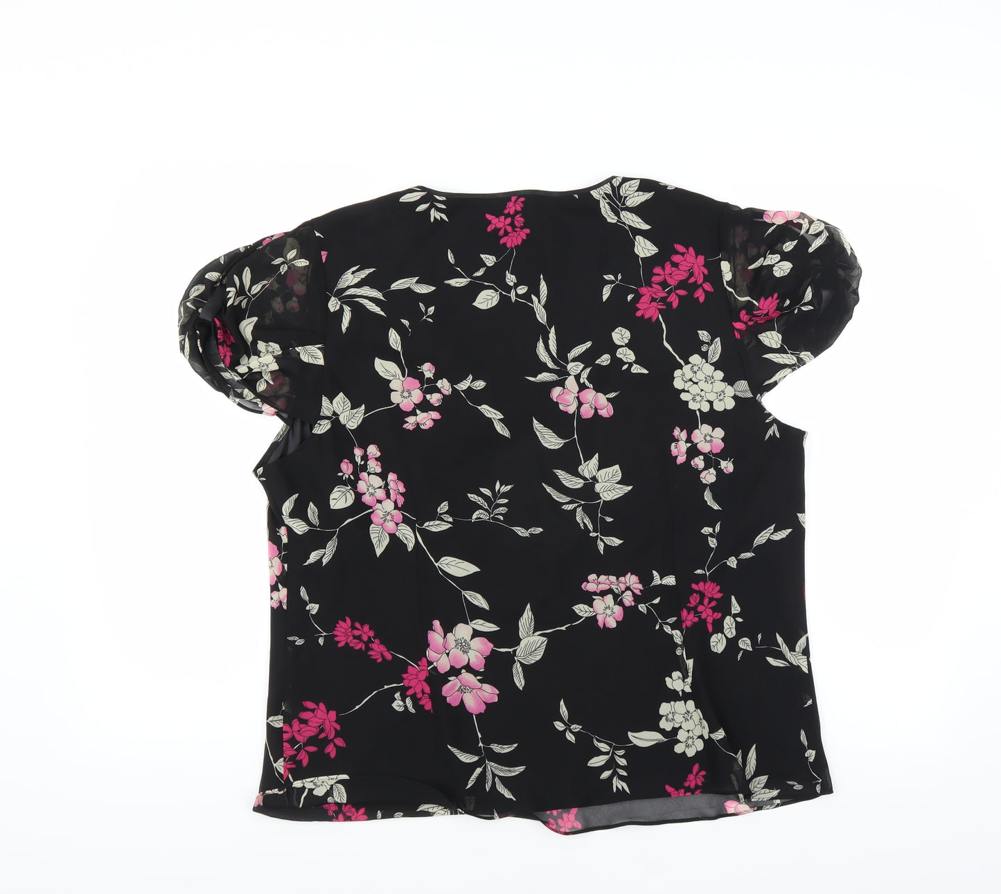 Jacques Vert Womens Black Floral  Basic Blouse Size 20