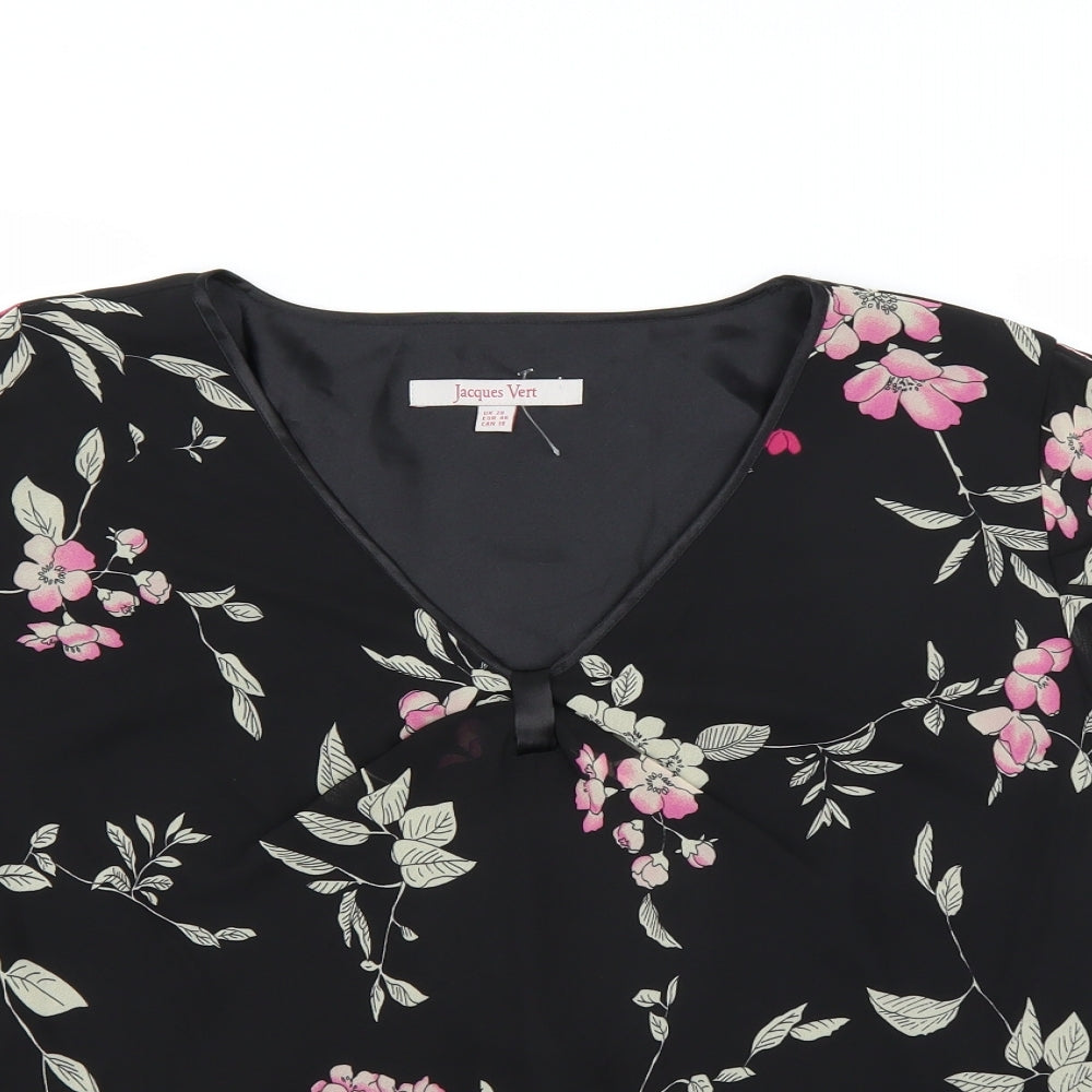 Jacques Vert Womens Black Floral  Basic Blouse Size 20