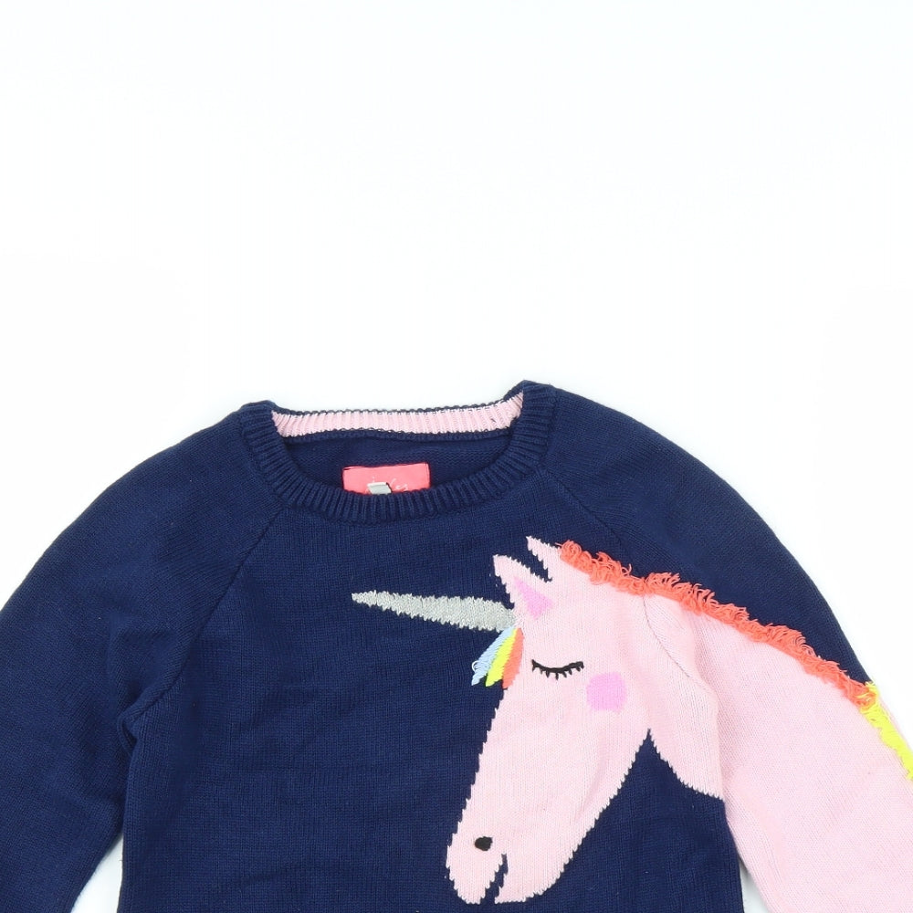 Joules Girls Blue   Pullover Jumper Size 7-8 Years  - unicorn