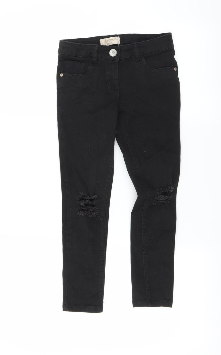 NEXT Girls Black   Skinny Jeans Size 8 Years - DISTRESSED