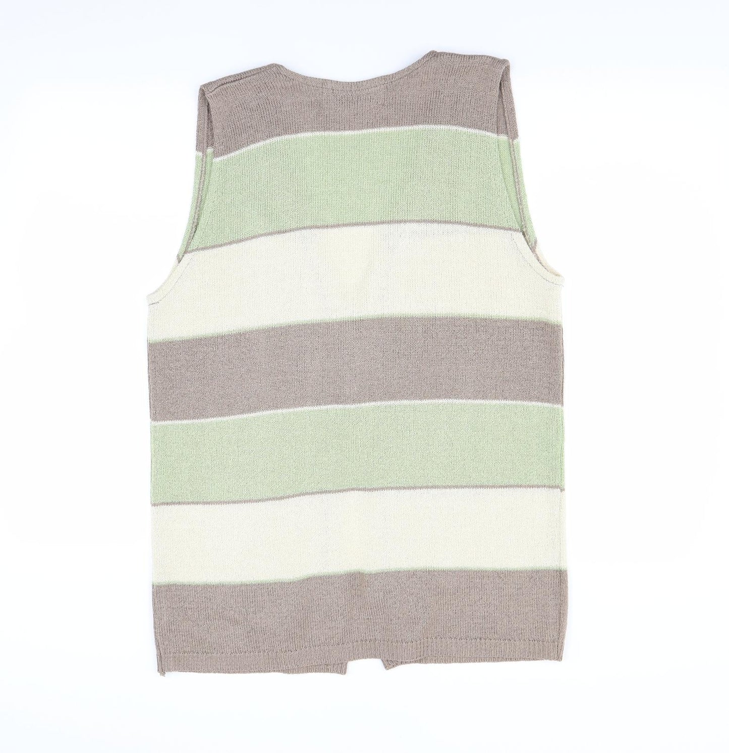 Future Lady Womens Green Striped  Cardigan Jumper