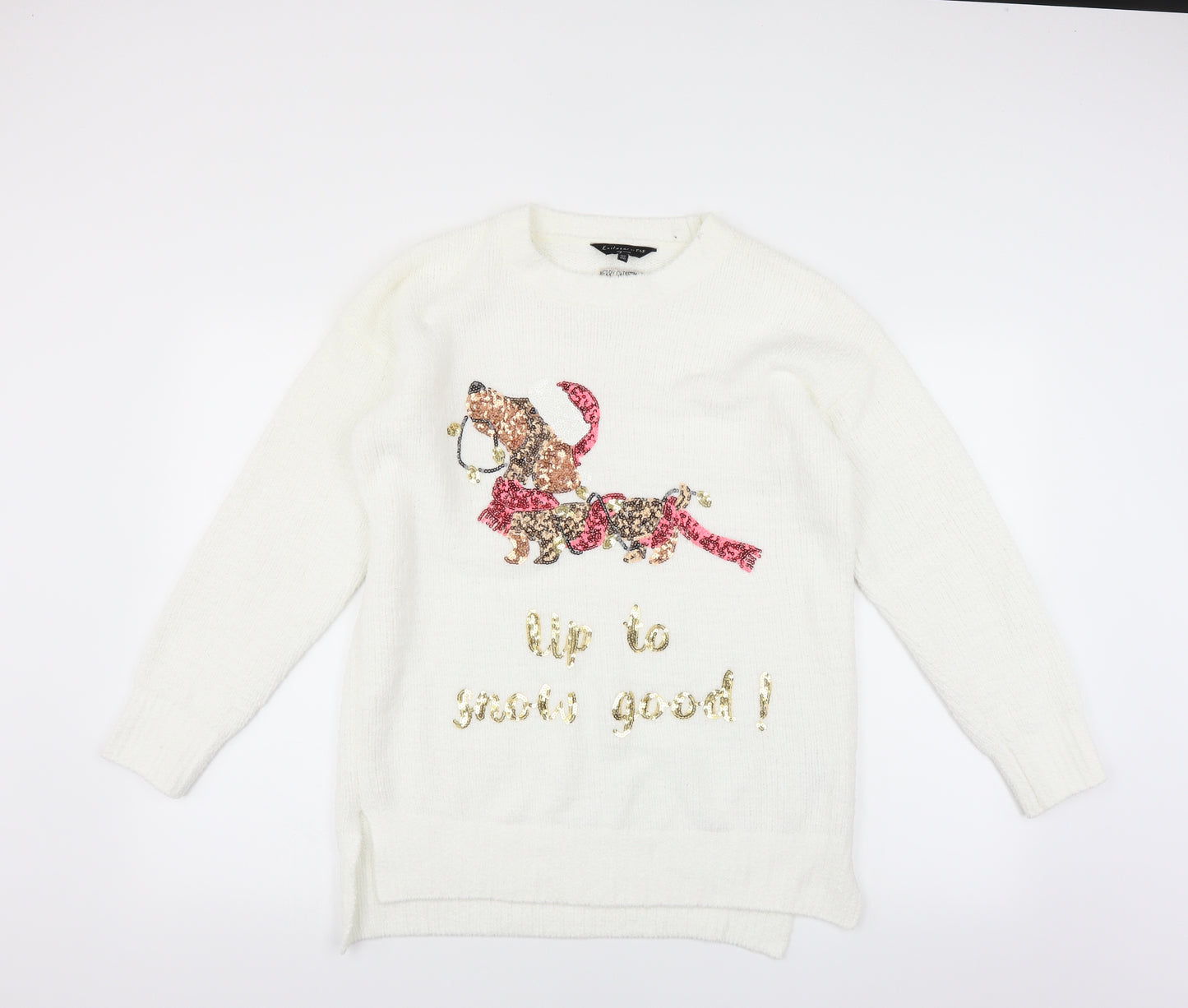 F&F Womens White   Pullover Jumper Size 12  - CHRISTMAS