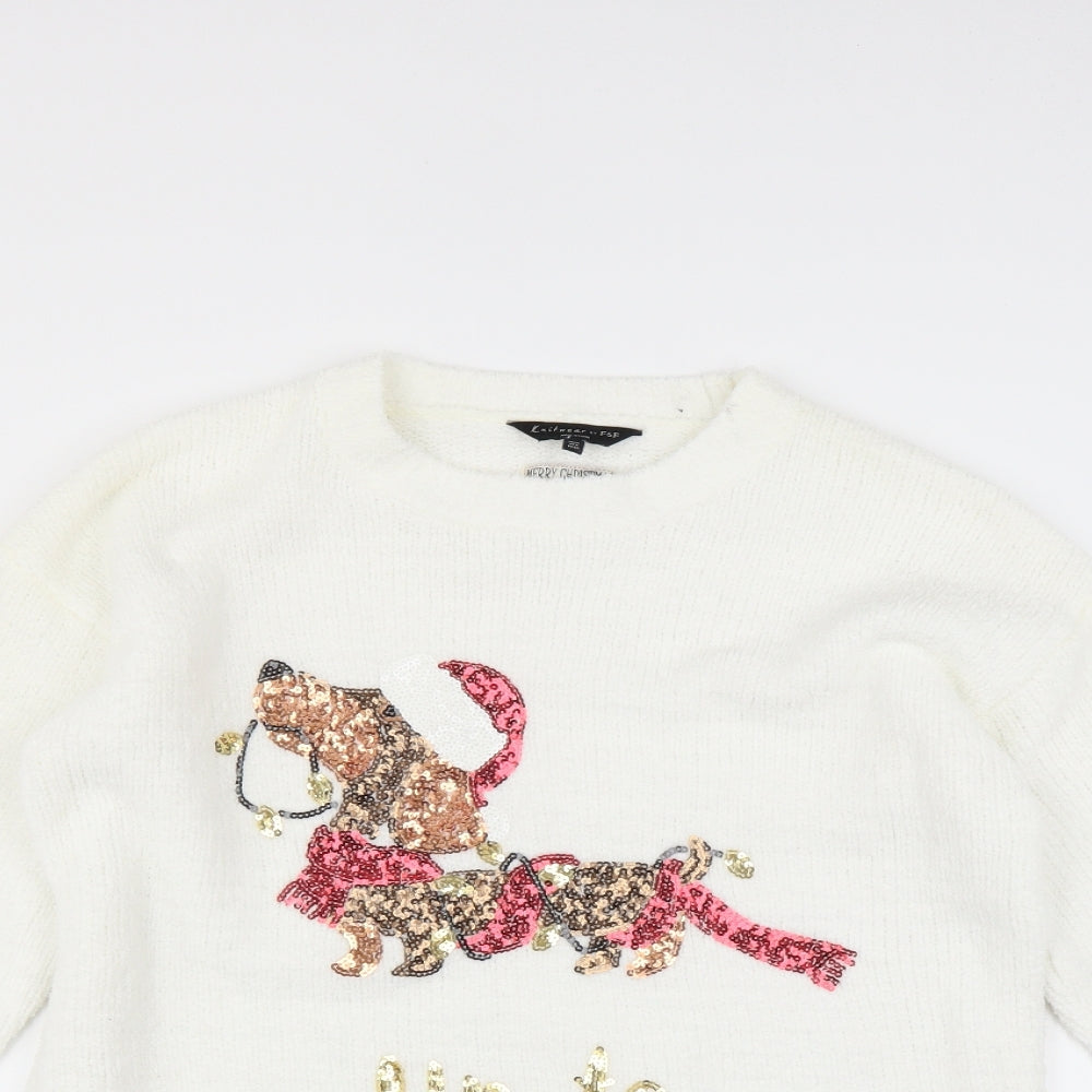 F&F Womens White   Pullover Jumper Size 12  - CHRISTMAS