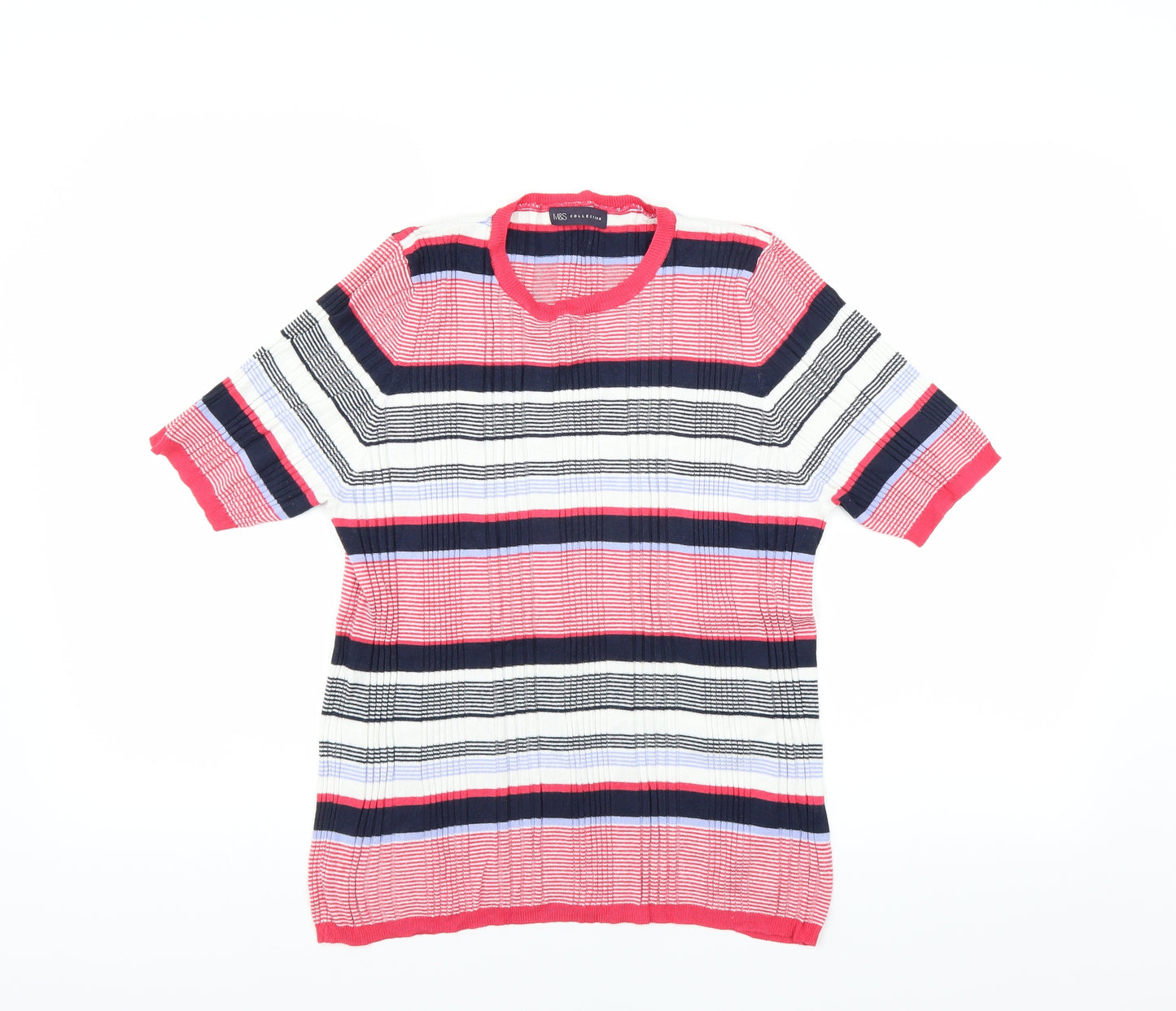 Marks and Spencer Womens Pink Striped  Pullover Jumper Size 18