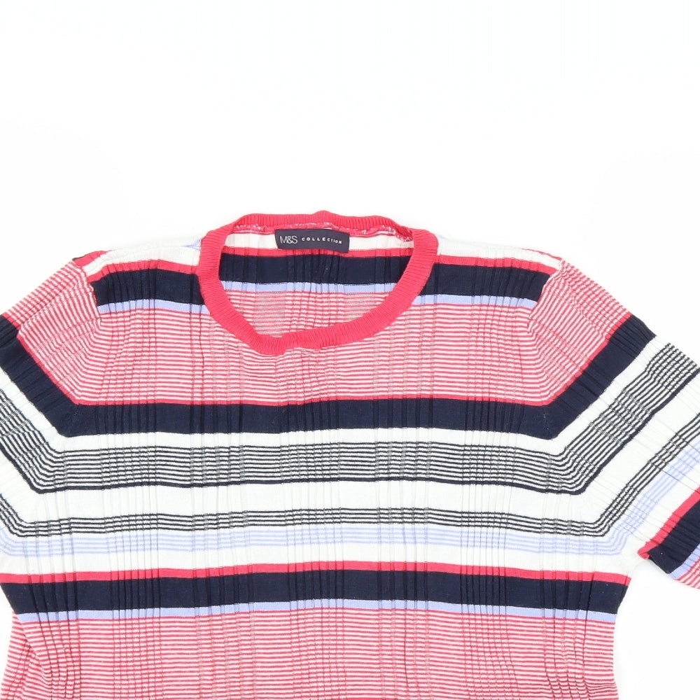 Marks and Spencer Womens Pink Striped  Pullover Jumper Size 18
