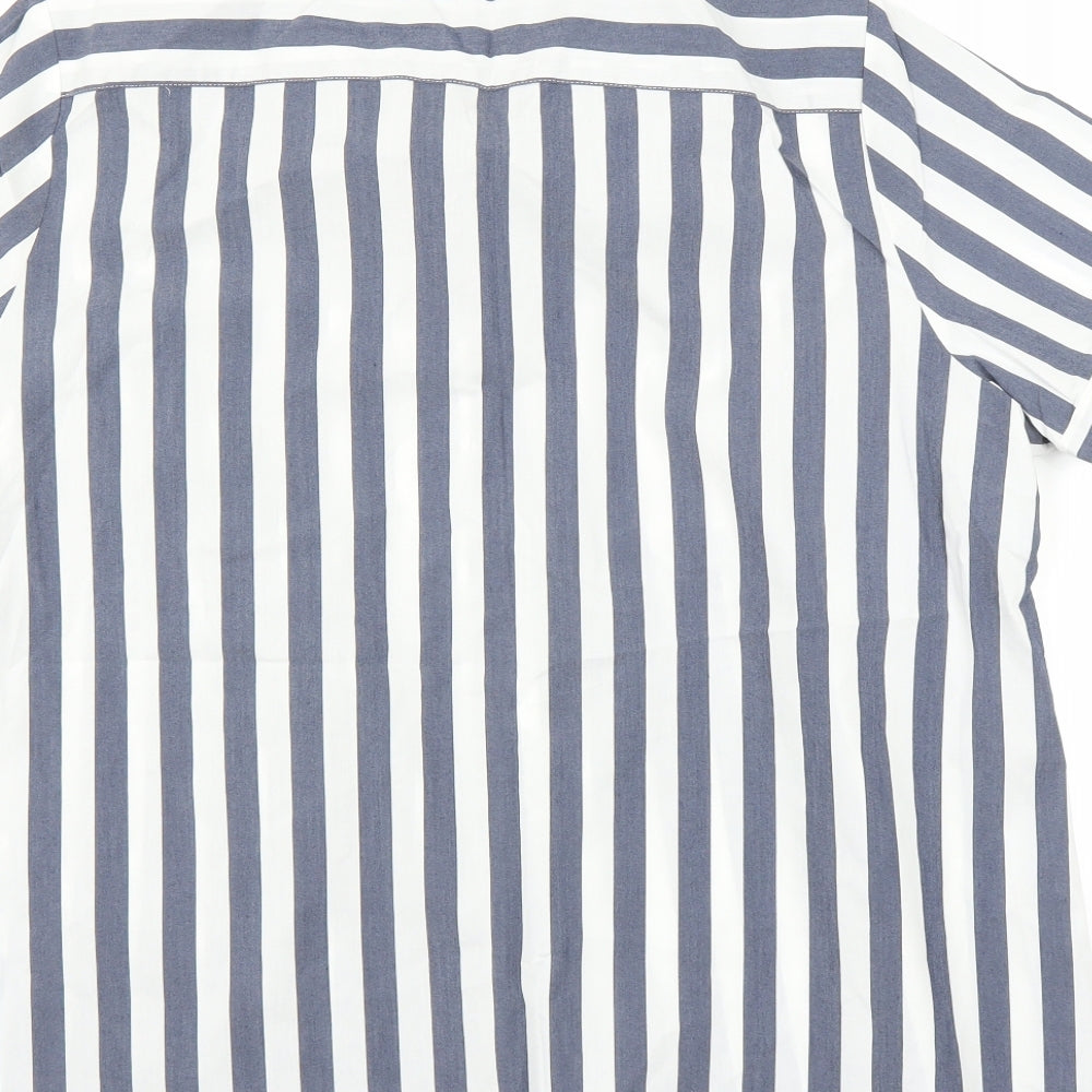 Marks and Spencer Womens Blue Striped  Basic Button-Up Size 18