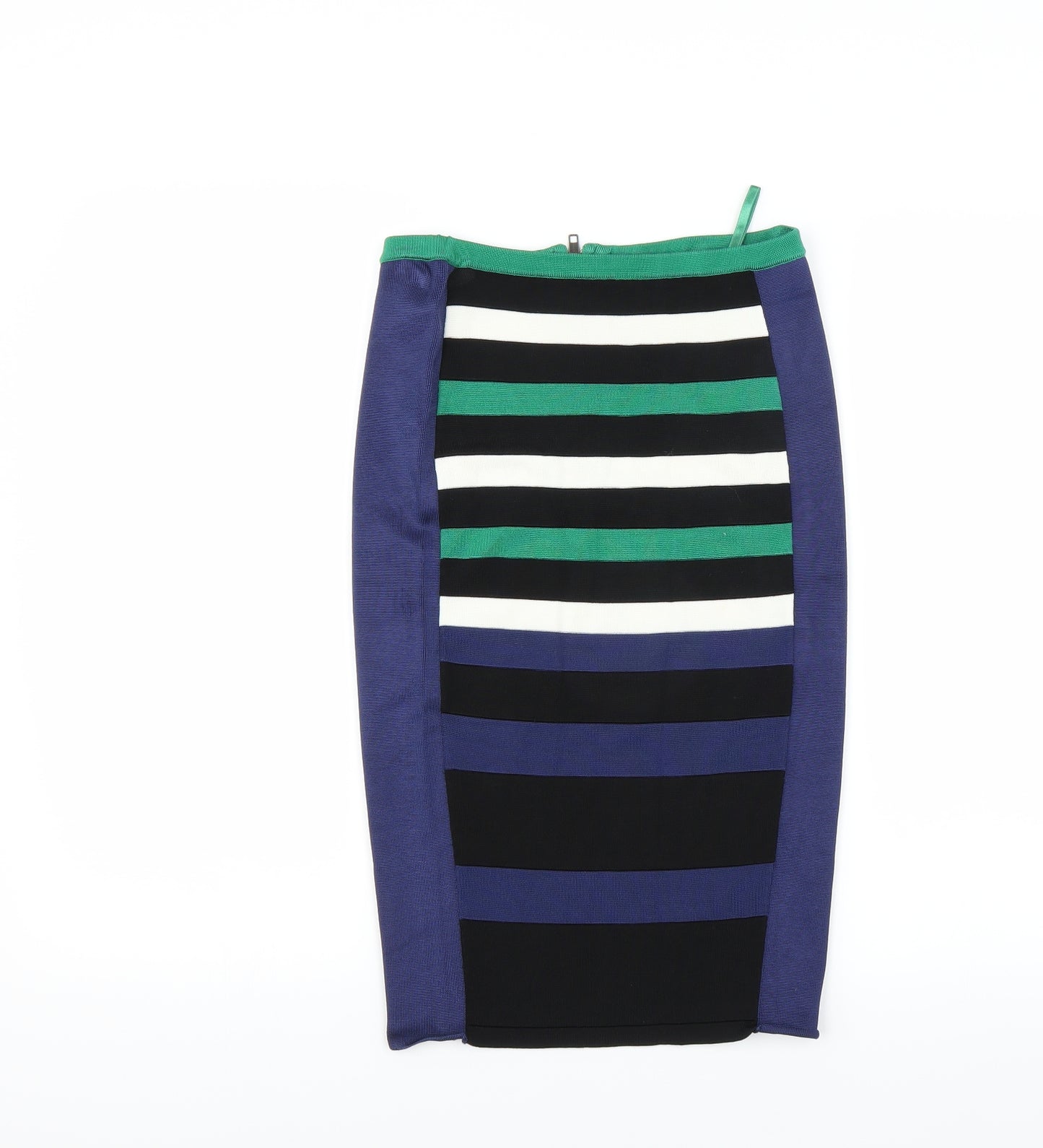 French Connection Womens Blue Striped  Bandage Skirt Size 10