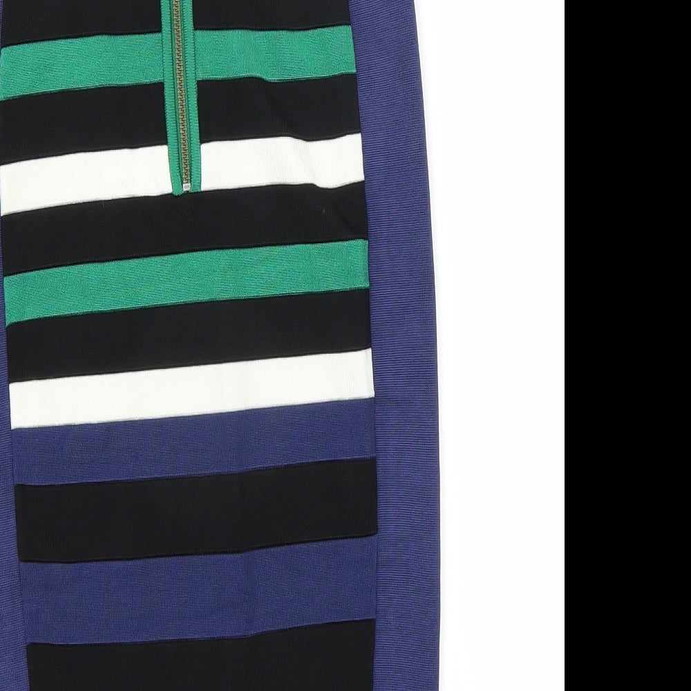 French Connection Womens Blue Striped  Bandage Skirt Size 10