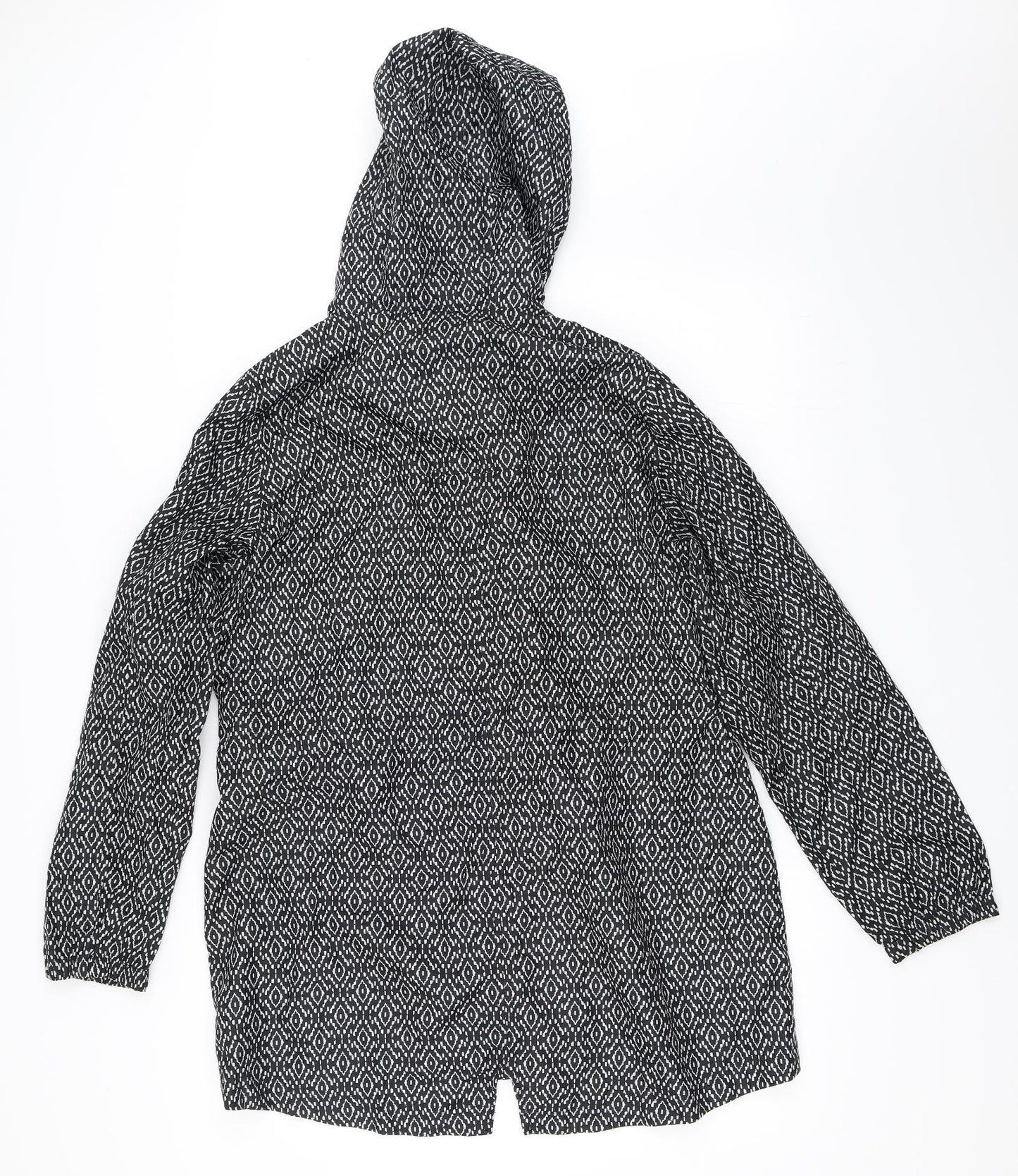 Marks and Spencer Womens Black Geometric  Rain Coat Coat Size M