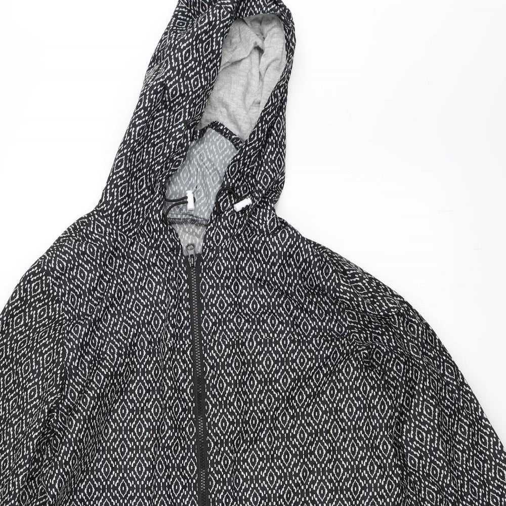 Marks and Spencer Womens Black Geometric  Rain Coat Coat Size M