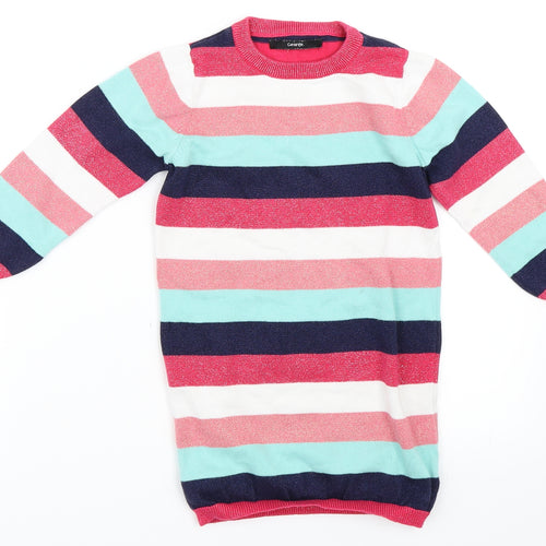 George Girls Pink Striped  Jumper Dress  Size 3-4 Years