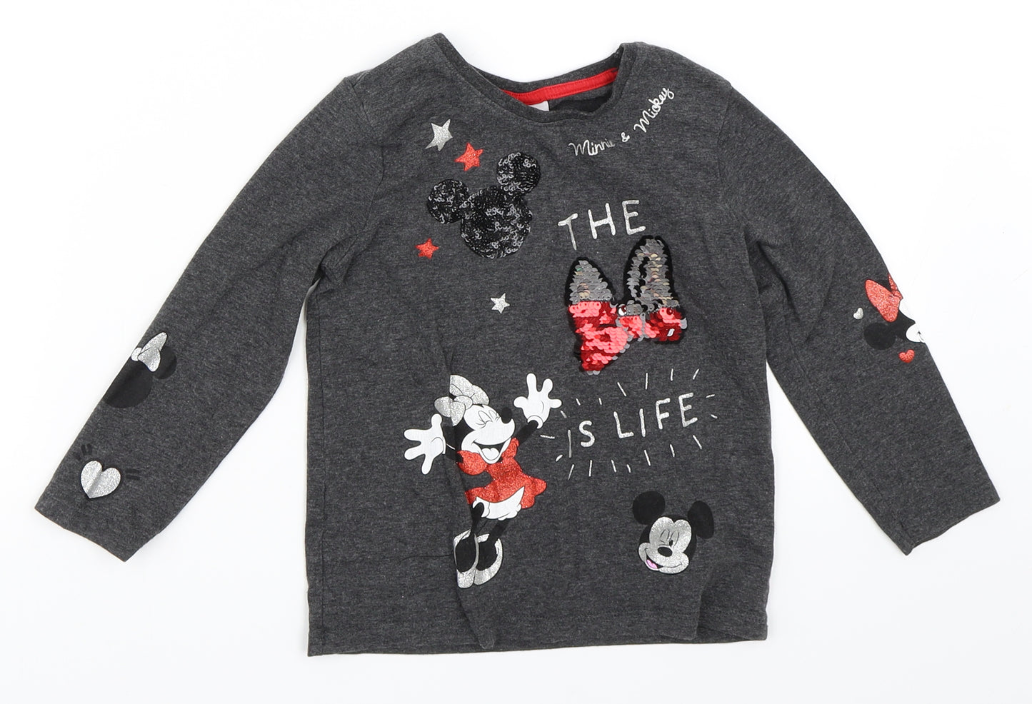 Disney Girls Grey   Basic T-Shirt Size 3-4 Years  - Minnie Mouse